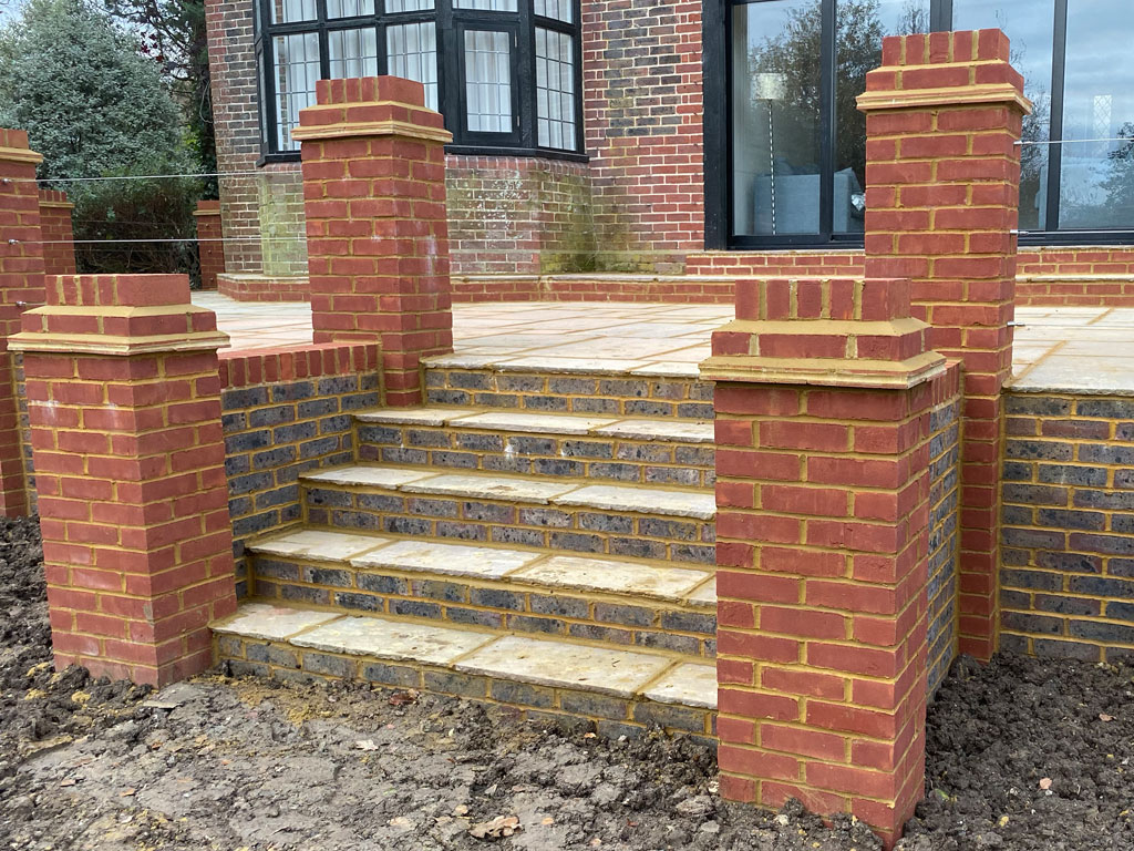 Cuckfield Patio Main Brickwork Steps